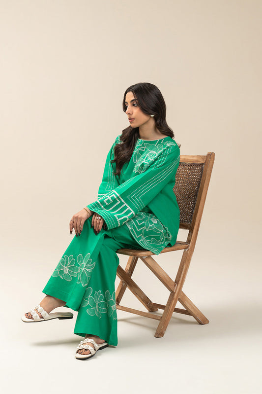 2 PIECE EMBROIDERED LAWN SUIT-FLORAL MESH (UNSTITCHED)
