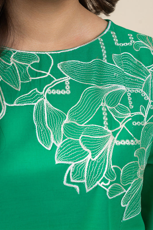 2 PIECE EMBROIDERED LAWN SUIT-FLORAL MESH (UNSTITCHED)