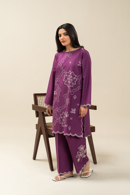 2 PIECE EMBROIDERED LAWN SUIT-GLISTENING GRAPE (UNSTITCHED)