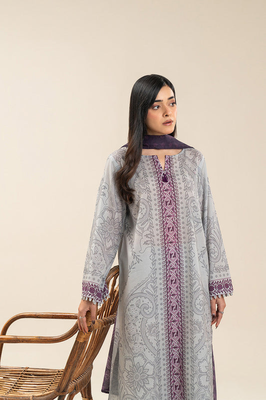 3 PIECE PRINTED LAWN SUIT-ARCANE MAUVE (UNSTITCHED)