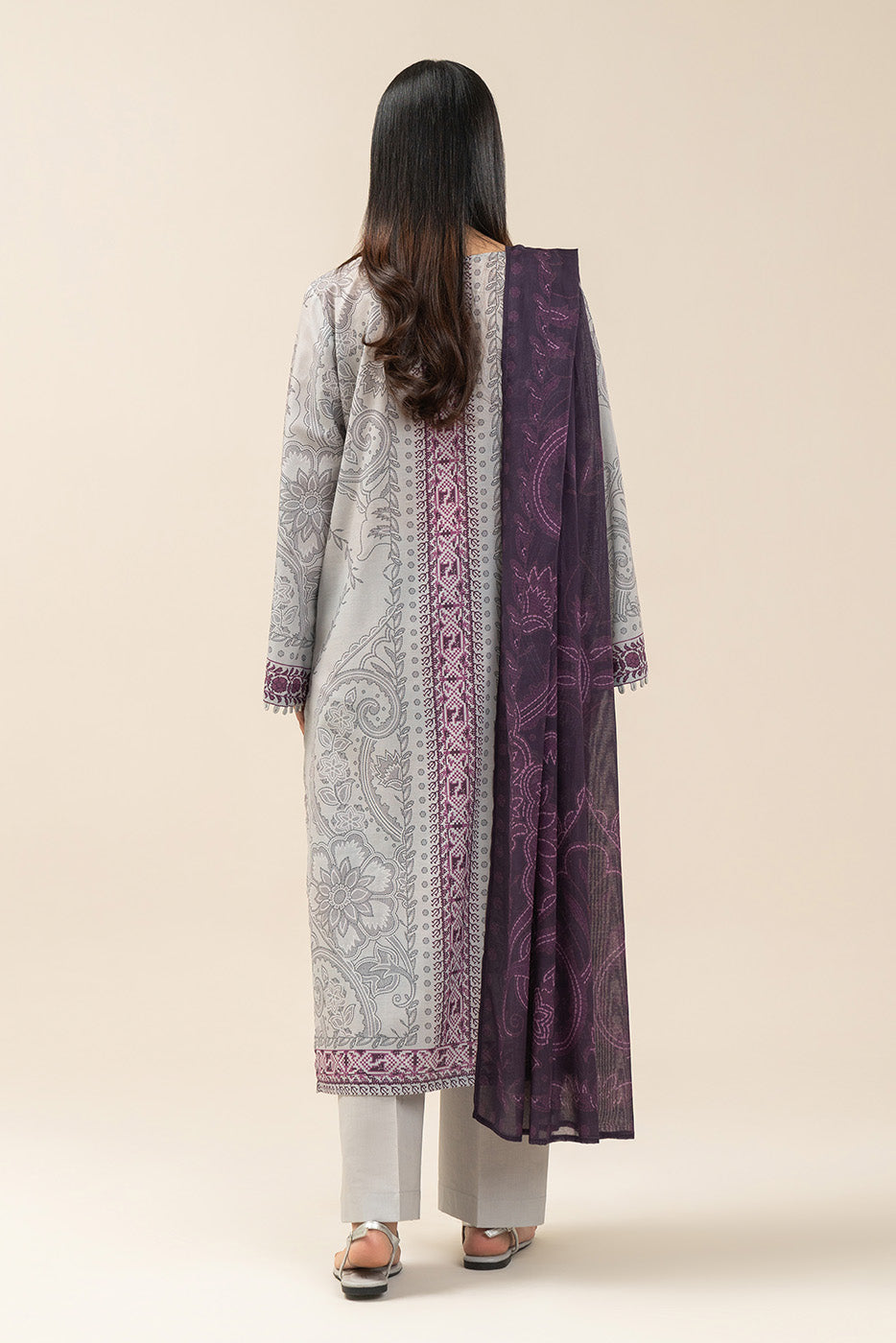 3 PIECE PRINTED LAWN SUIT-ARCANE MAUVE (UNSTITCHED)