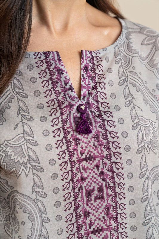 3 PIECE PRINTED LAWN SUIT-ARCANE MAUVE (UNSTITCHED)