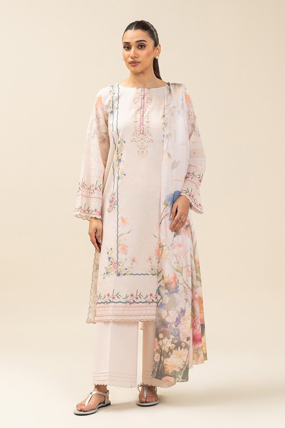 3 PIECE PRINTED LAWN SUIT-VERDANT CHIC (UNSTITCHED)