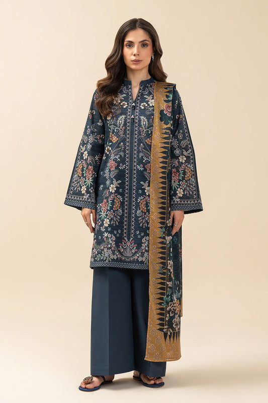 3 PIECE PRINTED LAWN SUIT-DANDELION GARLAND (UNSTITCHED)