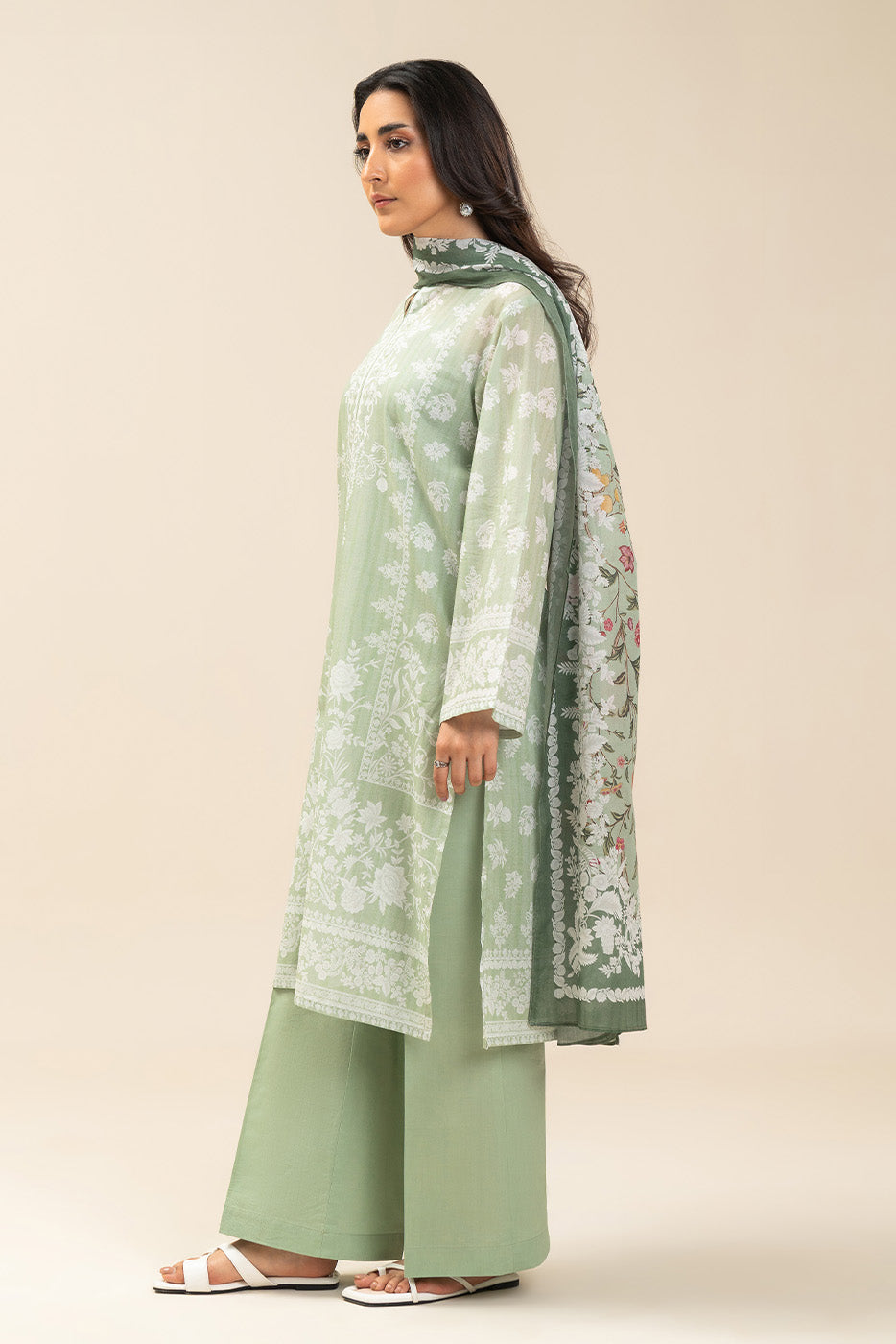 3 PIECE PRINTED LAWN SUIT-SPRING FIELDS (UNSTITCHED)
