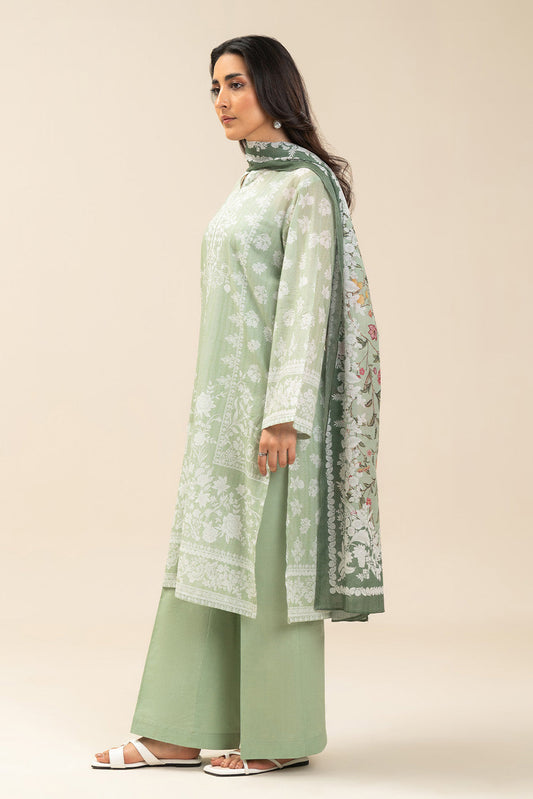 3 PIECE PRINTED LAWN SUIT-SPRING FIELDS (UNSTITCHED)
