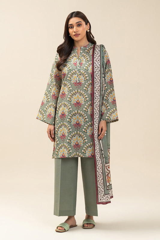 3 PIECE PRINTED LAWN SUIT-SAGE BLISS (UNSTITCHED)