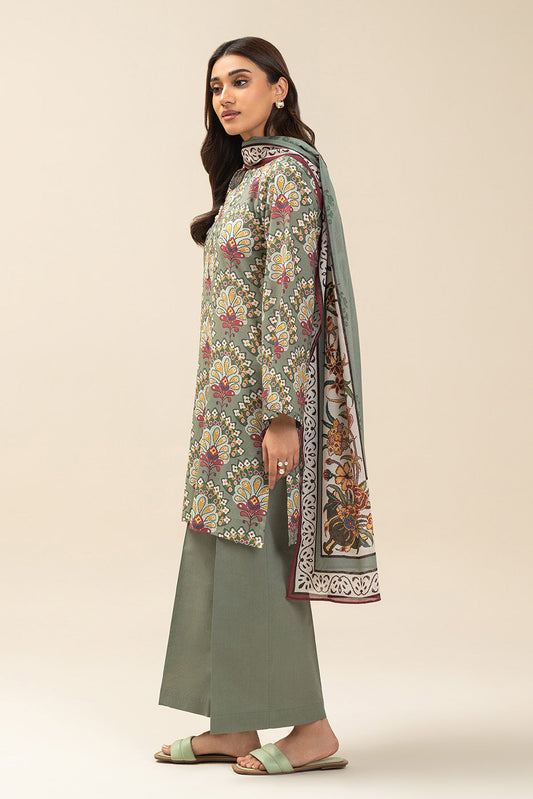 3 PIECE PRINTED LAWN SUIT-SAGE BLISS (UNSTITCHED)