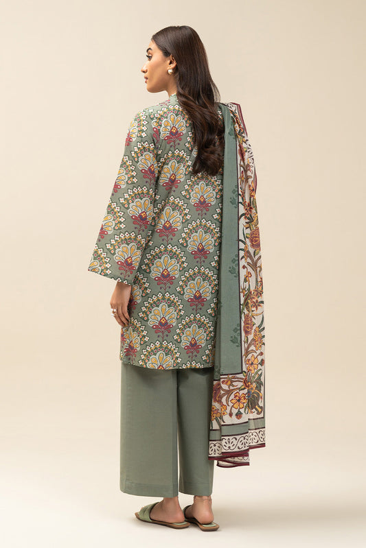 3 PIECE PRINTED LAWN SUIT-SAGE BLISS (UNSTITCHED)