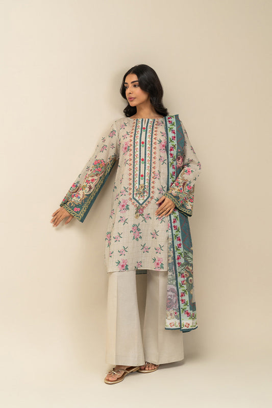 3 PIECE PRINTED LAWN SUIT-ROSEATE GRACE (UNSTITCHED)