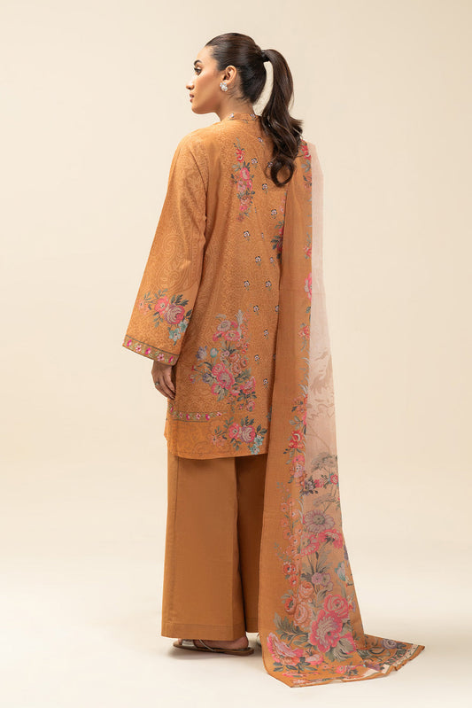 3 PIECE PRINTED LAWN SUIT-FALL FLORE (UNSTITCHED)