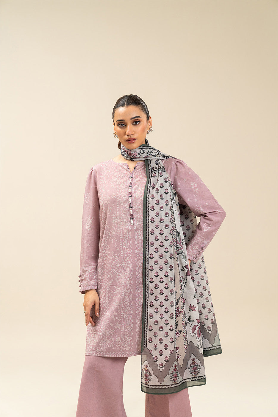 3 PIECE PRINTED LAWN SUIT-FLORET DUSK (UNSTITCHED)