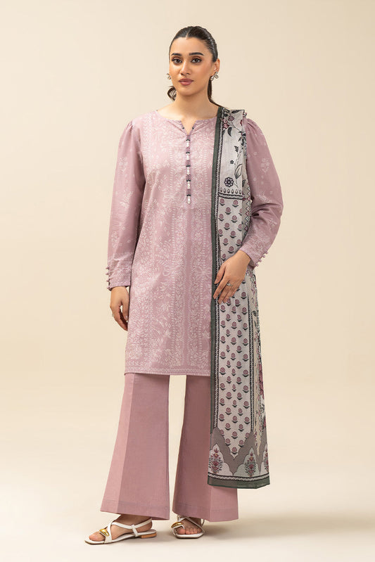 3 PIECE PRINTED LAWN SUIT-FLORET DUSK (UNSTITCHED)