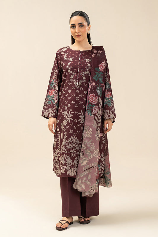 3 PIECE PRINTED LAWN SUIT-MUD VOLCANO (UNSTITCHED)