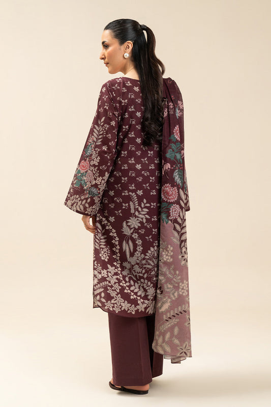 3 PIECE PRINTED LAWN SUIT-MUD VOLCANO (UNSTITCHED)
