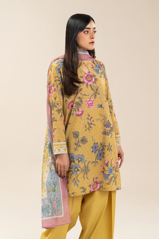3 PIECE PRINTED LAWN SUIT-SUNLIT FLOSS (UNSTITCHED)