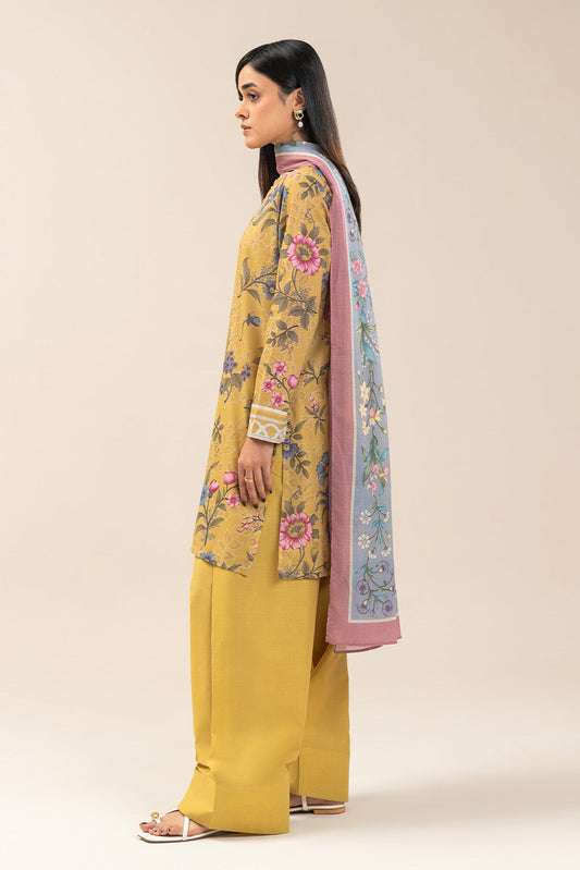 3 PIECE PRINTED LAWN SUIT-SUNLIT FLOSS (UNSTITCHED)