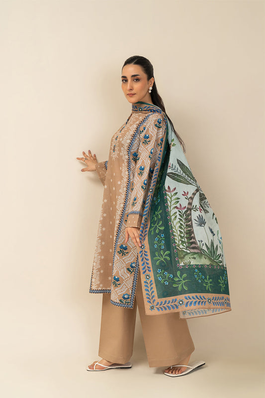 3 PIECE PRINTED LAWN SUIT-AMBER PATIO (UNSTITCHED)
