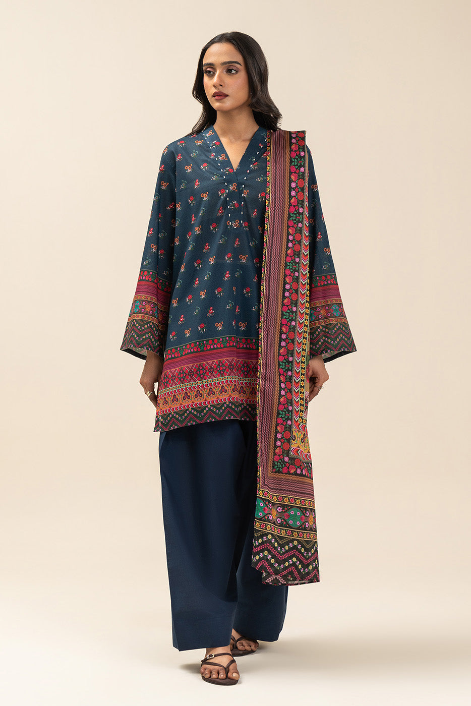 3 PIECE PRINTED LAWN SUIT-FLORAL SAGA (UNSTITCHED)