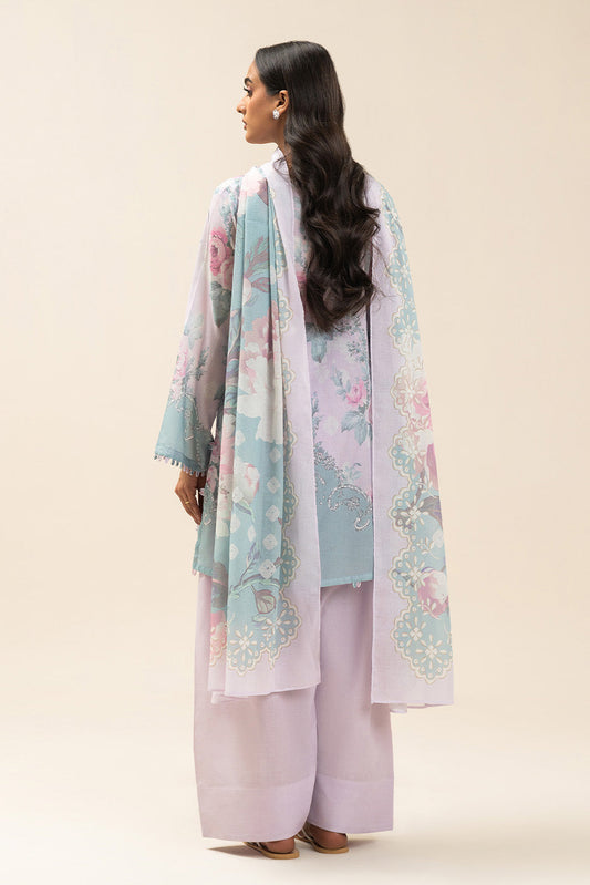 3 PIECE PRINTED LAWN SUIT-IILAC BLUSH (UNSTITCHED)