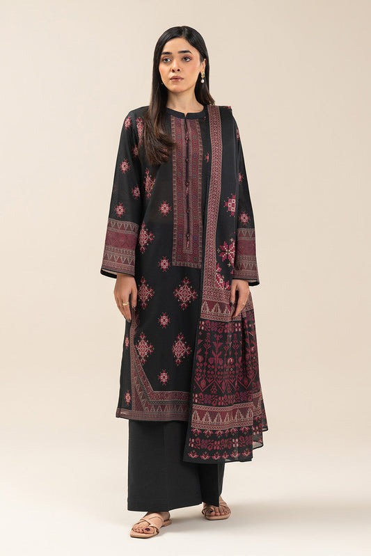 3 PIECE PRINTED LAWN SUIT-OBSIDIAN LORE (UNSTITCHED)