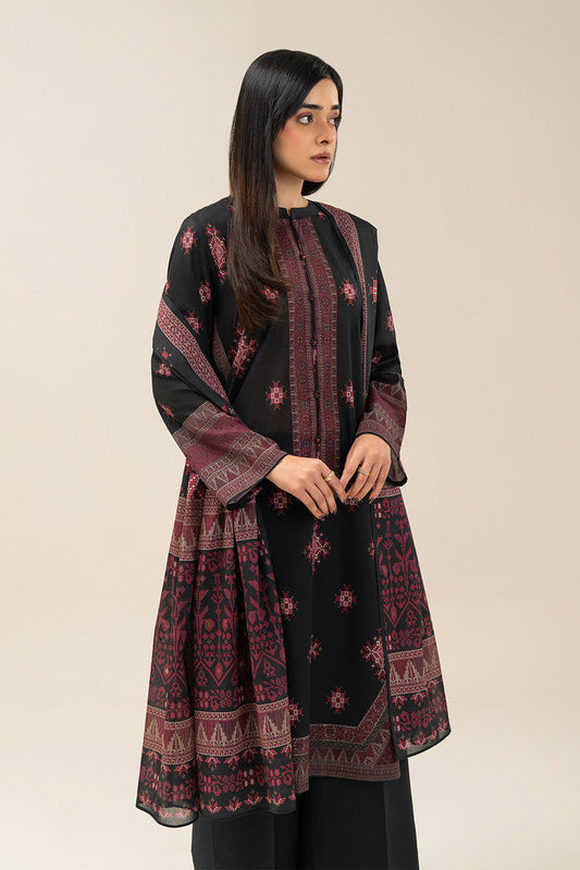 3 PIECE PRINTED LAWN SUIT-OBSIDIAN LORE (UNSTITCHED)