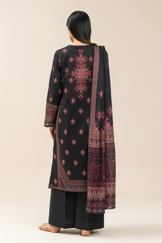 3 PIECE PRINTED LAWN SUIT-OBSIDIAN LORE (UNSTITCHED)