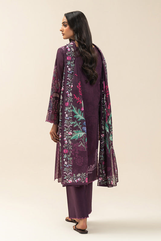 3 PIECE PRINTED LAWN SUIT-AMBER GLAM (UNSTITCHED)