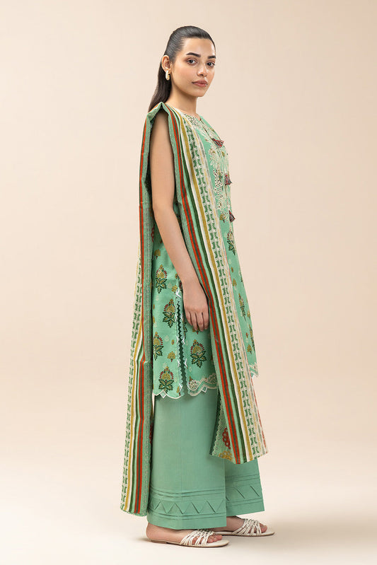 3 PIECE EMBROIDERED LAWN SUIT-FERN MIST (UNSTITCHED)