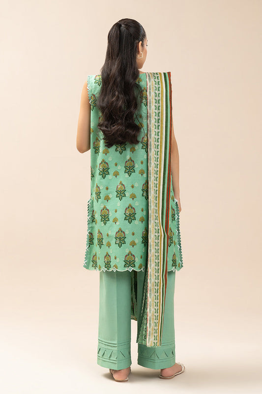 3 PIECE EMBROIDERED LAWN SUIT-FERN MIST (UNSTITCHED)