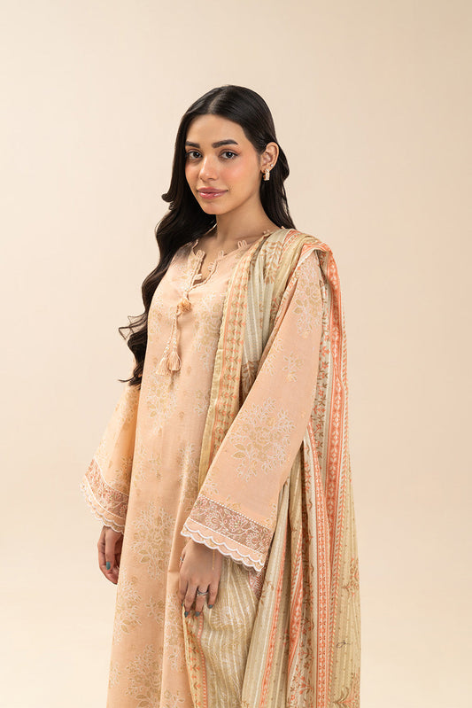 3 PIECE EMBROIDERED LAWN SUIT-FLORAL VEIL (UNSTITCHED)