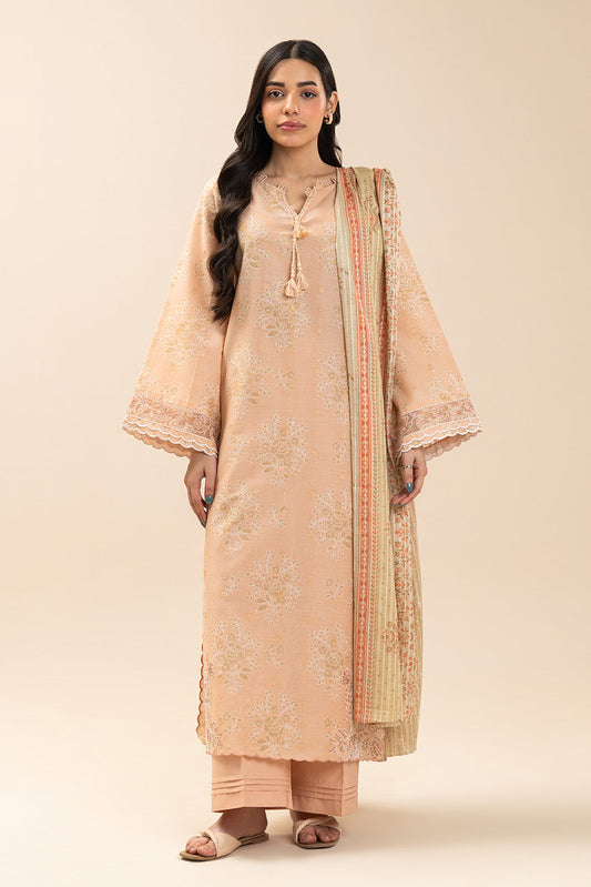 3 PIECE EMBROIDERED LAWN SUIT-FLORAL VEIL (UNSTITCHED)