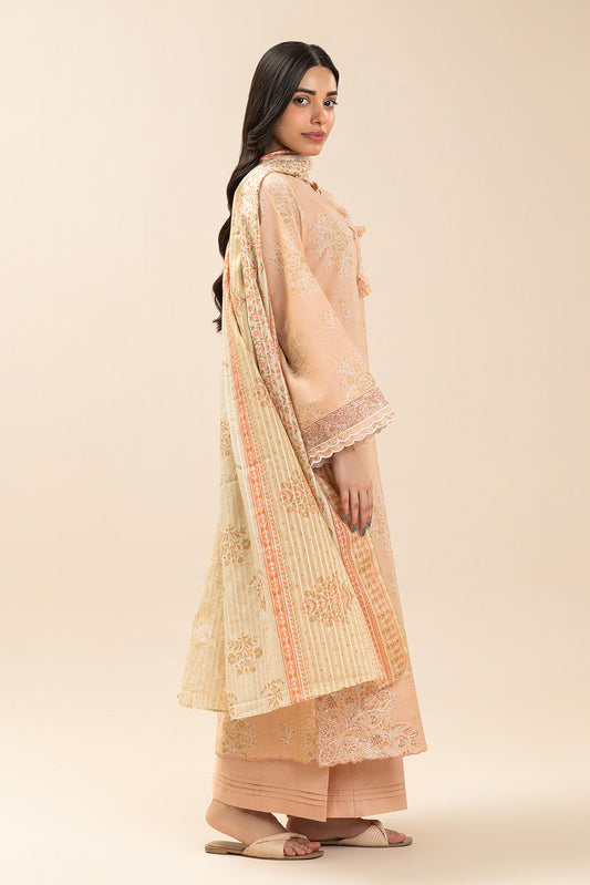 3 PIECE EMBROIDERED LAWN SUIT-FLORAL VEIL (UNSTITCHED)