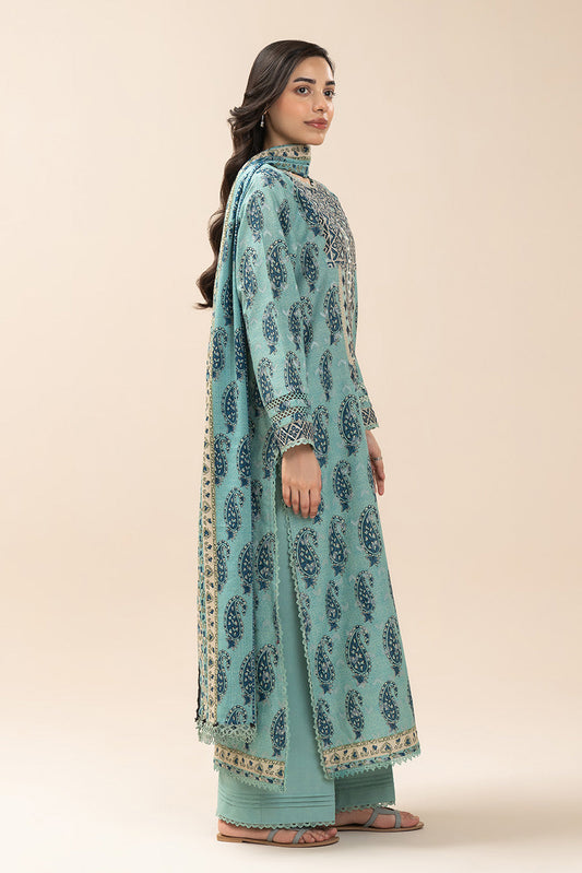 3 PIECE EMBROIDERED LAWN SUIT-MEADOW SAGE (UNSTITCHED)