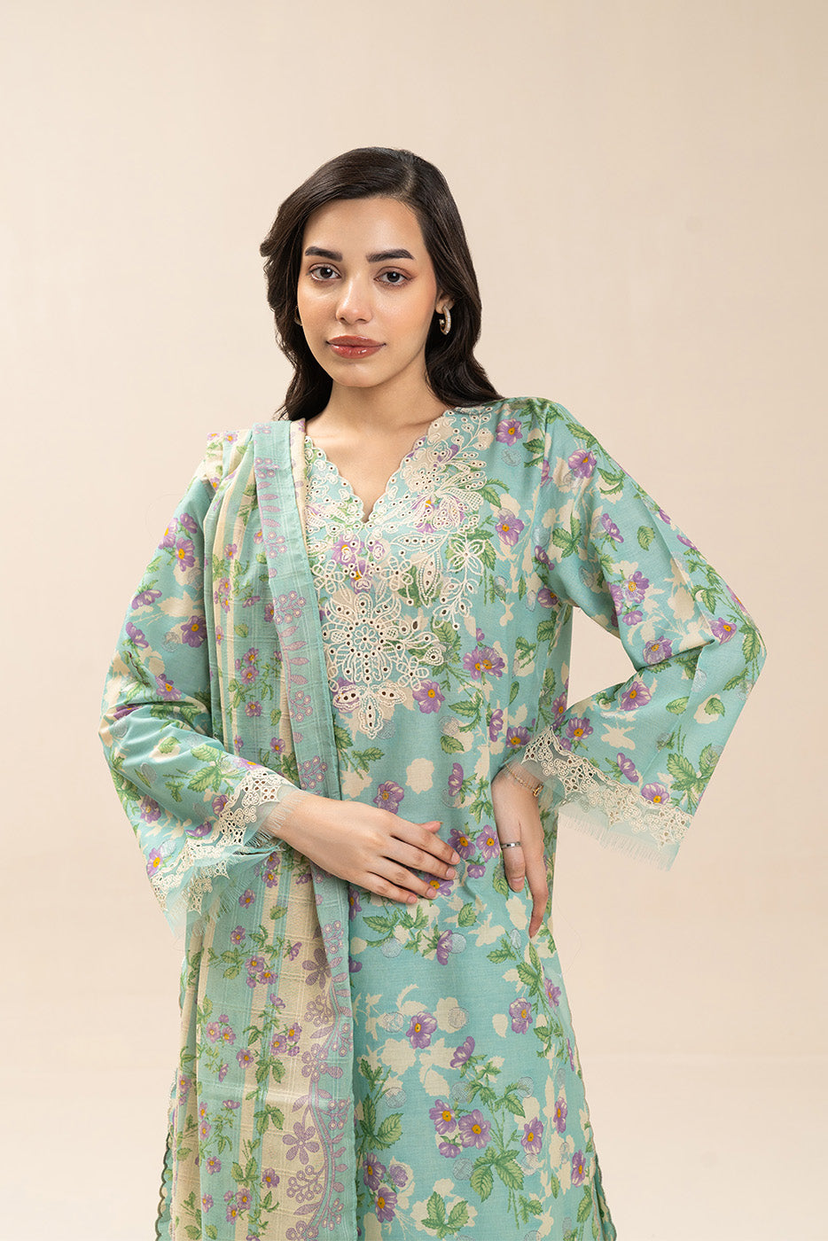 3 PIECE EMBROIDERED LAWN SUIT-ARCTIC FLORA (UNSTITCHED)