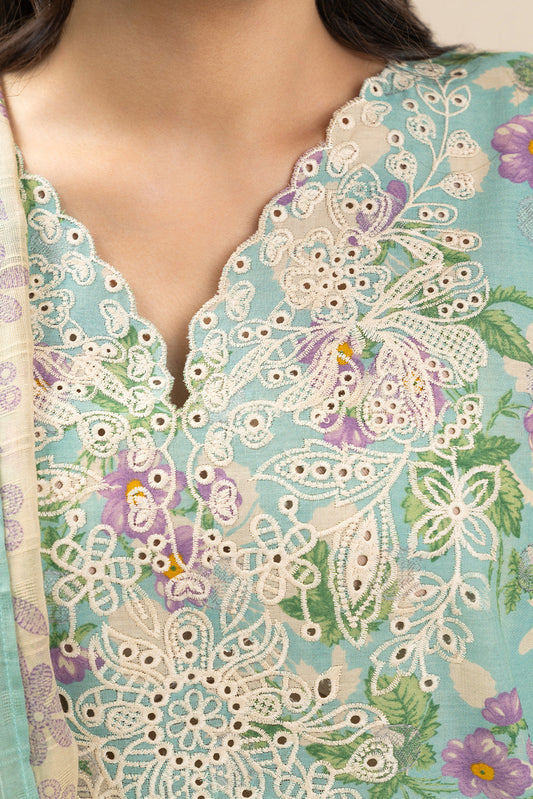 3 PIECE EMBROIDERED LAWN SUIT-ARCTIC FLORA (UNSTITCHED)