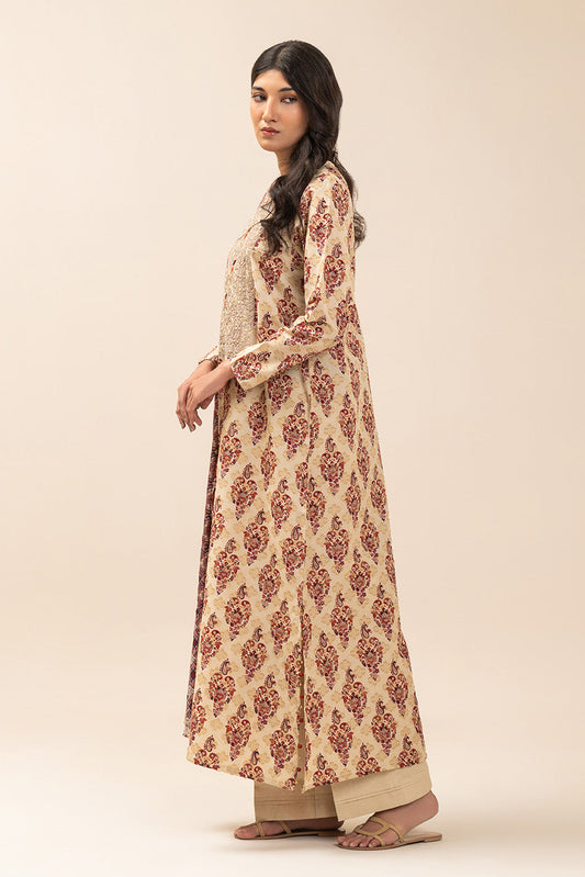 3 PIECE EMBROIDERED REVERSE  JACQUARD SUIT-REGAL UMBER (UNSTITCHED)
