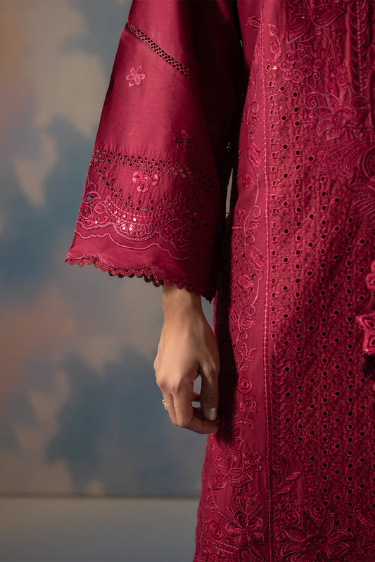 3 PIECE EMBROIDERED CHIKANKARI SUIT WITH BAMBER DUPATTA-CRIMSON CORE (UNSTITCHED)