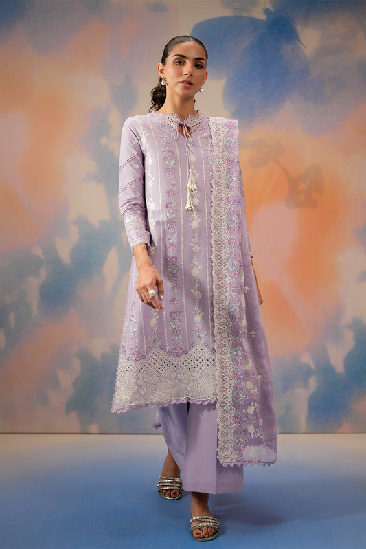 3 PIECE EMBROIDERED CHIKANKARI SUIT WITH BAMBER DUPATTA-LAVENDER LUXE (UNSTITCHED)