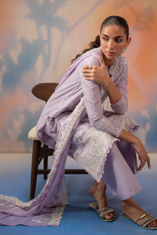 3 PIECE EMBROIDERED CHIKANKARI SUIT WITH BAMBER DUPATTA-LAVENDER LUXE (UNSTITCHED)