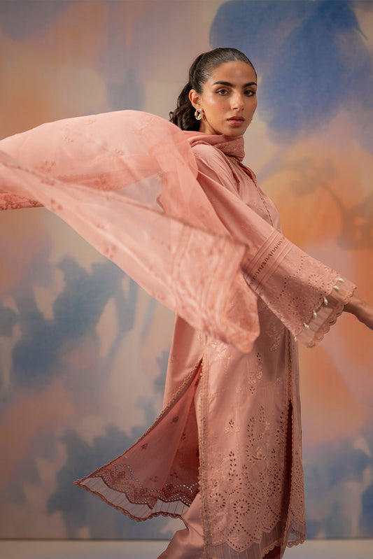 3 PIECE EMBROIDERED CHIKANKARI SUIT WITH BAMBER DUPATTA-BLUSH BLOOM (UNSTITCHED)