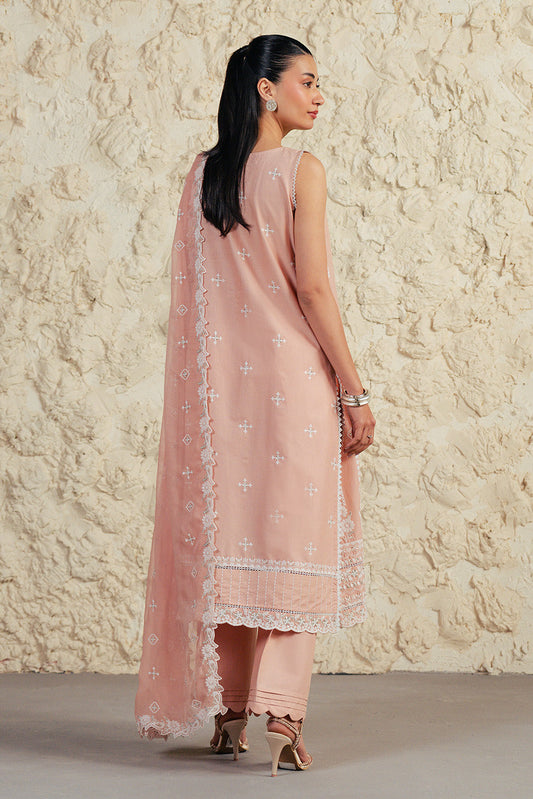 3 PIECE EMBROIDERED LAWN SUIT WITH BAMBER CHIFFON DUPATTA-CORAL HAZE (UNSTITCHED)