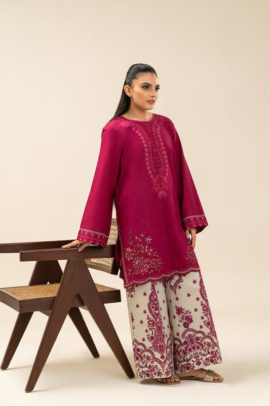 2 PIECE EMBROIDERED LAWN SUIT-TIMELESS CHERRY (UNSTITCHED)