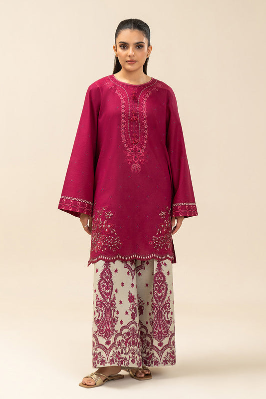 2 PIECE EMBROIDERED LAWN SUIT-TIMELESS CHERRY (UNSTITCHED)