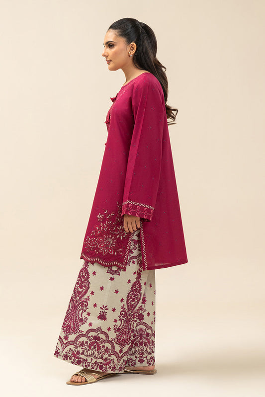 2 PIECE EMBROIDERED LAWN SUIT-TIMELESS CHERRY (UNSTITCHED)