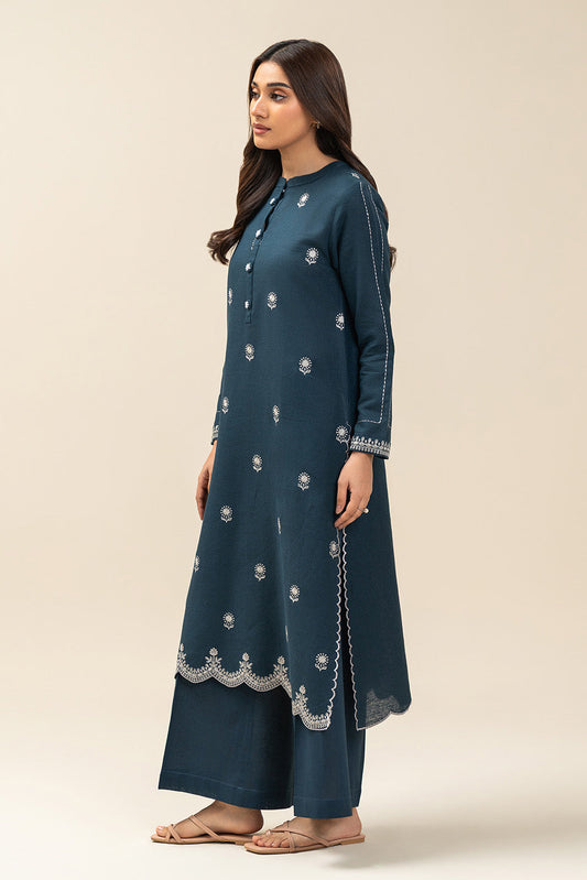 1 PIECE EMBROIDERED  TEXTURED LAWN SUIT-ETHEREAL BLUE (UNSTITCHED)