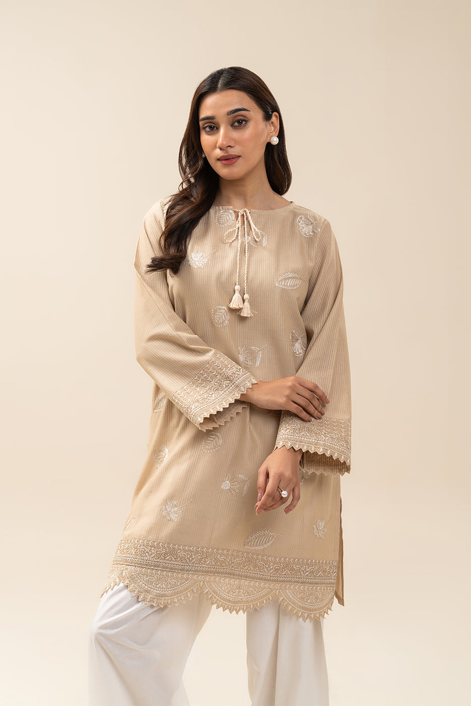 1 PIECE EMBROIDERED  TEXTURED LAWN SHIRT-SAND EDEN (UNSTITCHED)