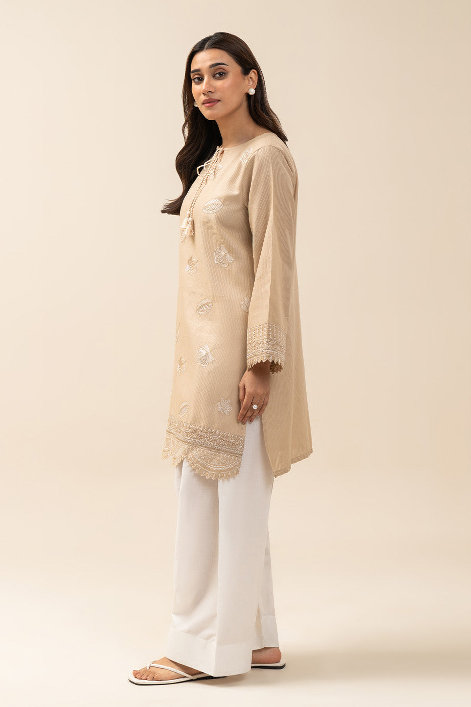 1 PIECE EMBROIDERED  TEXTURED LAWN SHIRT-SAND EDEN (UNSTITCHED)