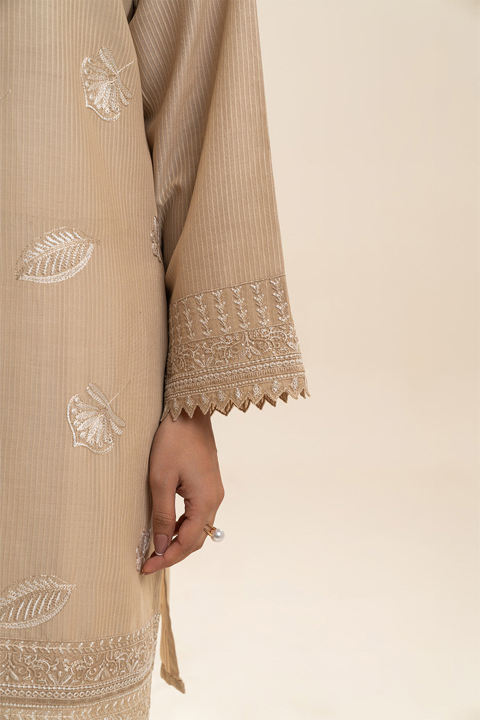 1 PIECE EMBROIDERED  TEXTURED LAWN SHIRT-SAND EDEN (UNSTITCHED)