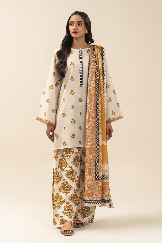 3 PIECE PRINTED LAWN SUIT-SUNNY BLAZE (UNSTITCHED)